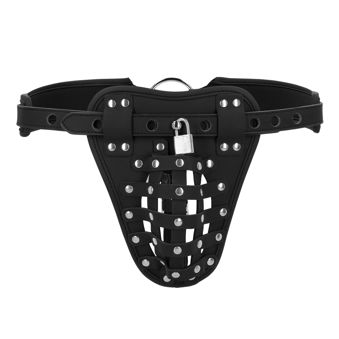 PU Leather Chastity Jock - Black 4