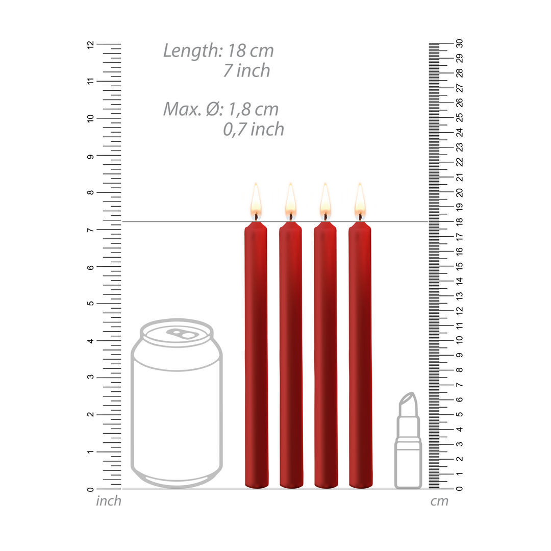 Teasing Wax Candles - 4 Pieces - Large - Red 4