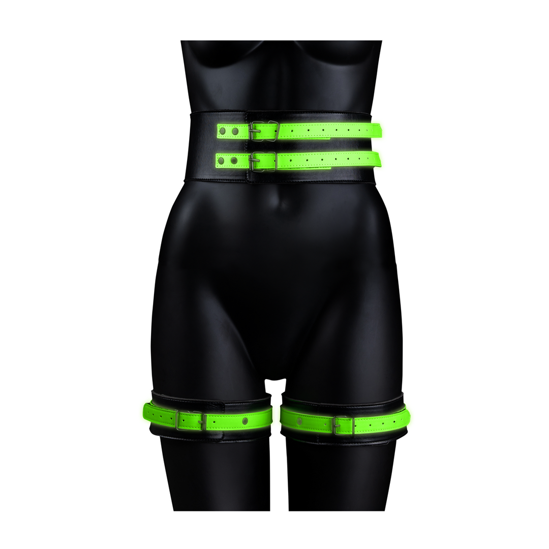Thigh Cuffs with Belt and Handcuffs - Glow in the Dark - L/XL 5