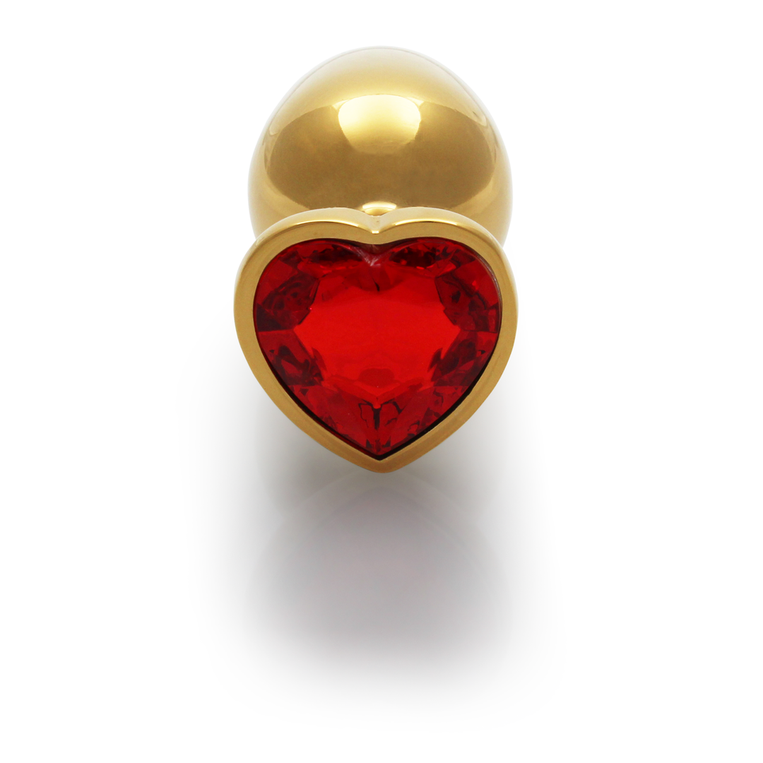 Heart Gem Butt Plug - Large - Gold/Ruby Red 5