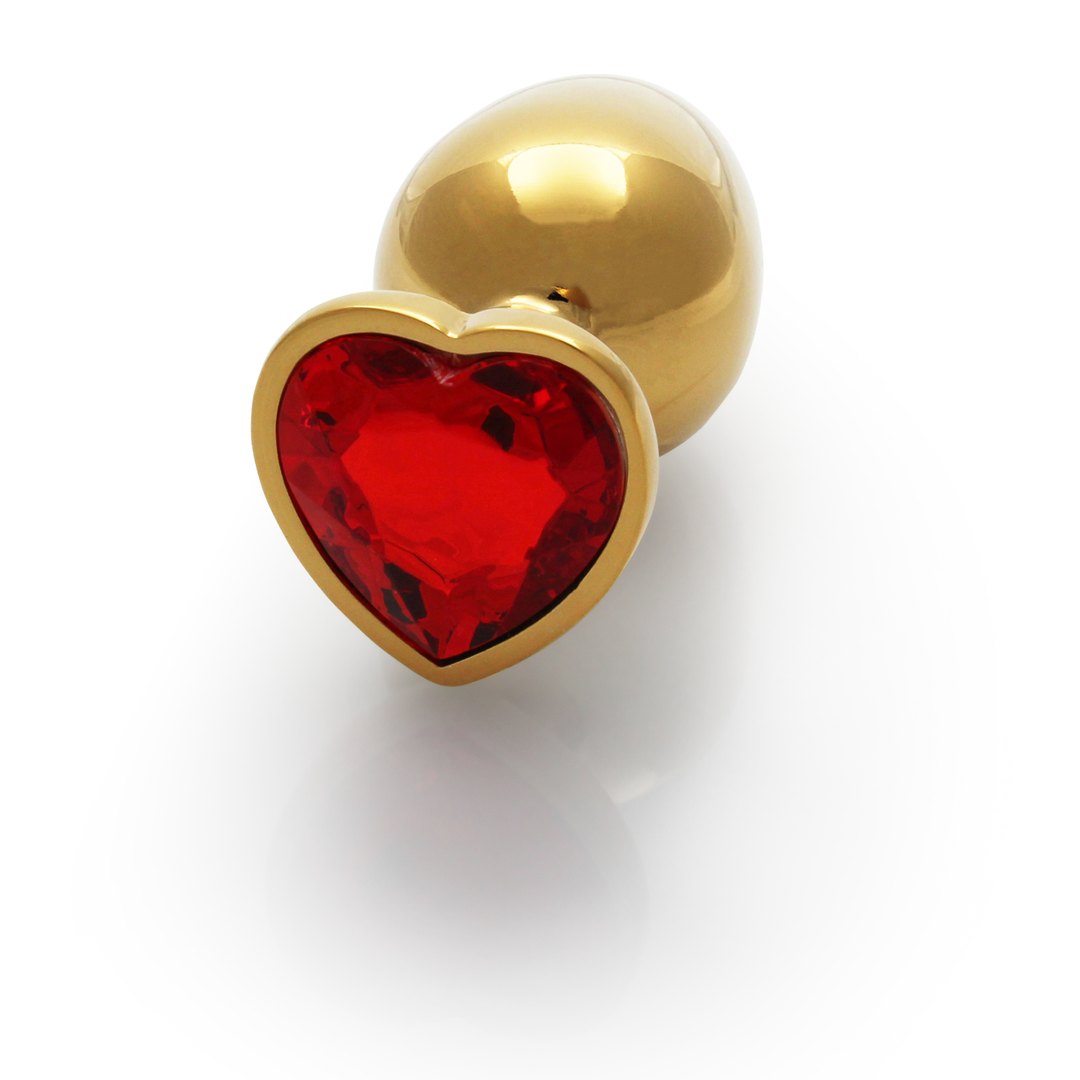 Heart Gem Butt Plug - Large - Gold/Ruby Red 6