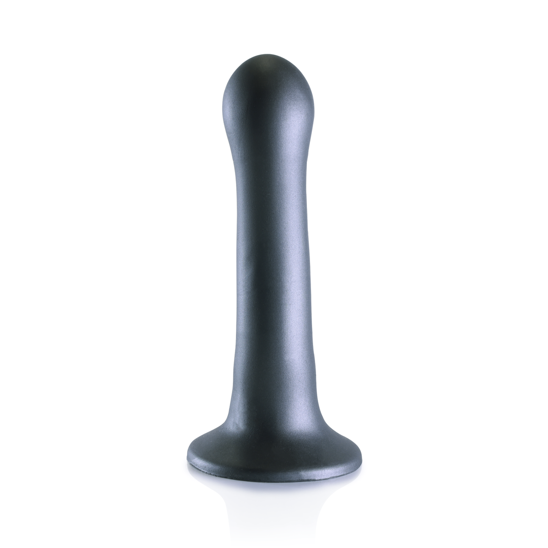 Ultra Soft Silicone Curvy G-Spot Dildo - 7'' / 17 cm - Gunmetal 3