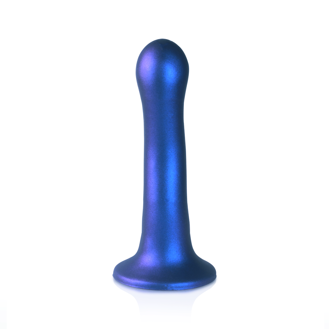 Ultra Soft Silicone Curvy G-Spot Dildo - 7'' / 17 cm - Metallic Blue 3