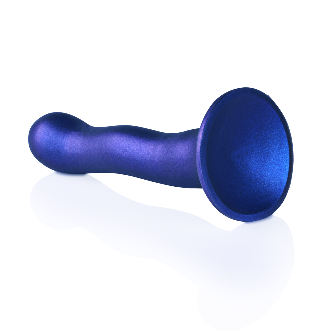 Ultra Soft Silicone Curvy G-Spot Dildo - 7'' / 17 cm - Metallic Blue 4