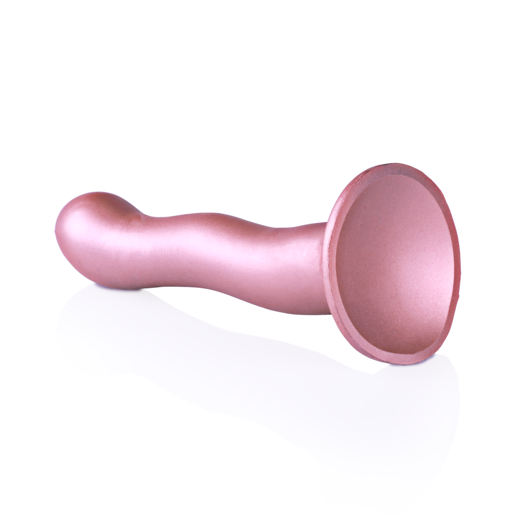 Ultra Soft Silicone Curvy G-Spot Dildo - 7'' / 17 cm - Rose Gold 4