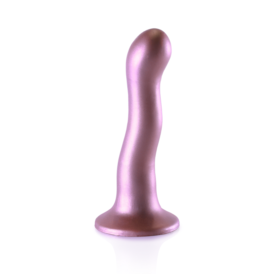 Ultra Soft Silicone Curvy G-Spot Dildo - 7'' / 17 cm - Rose Gold