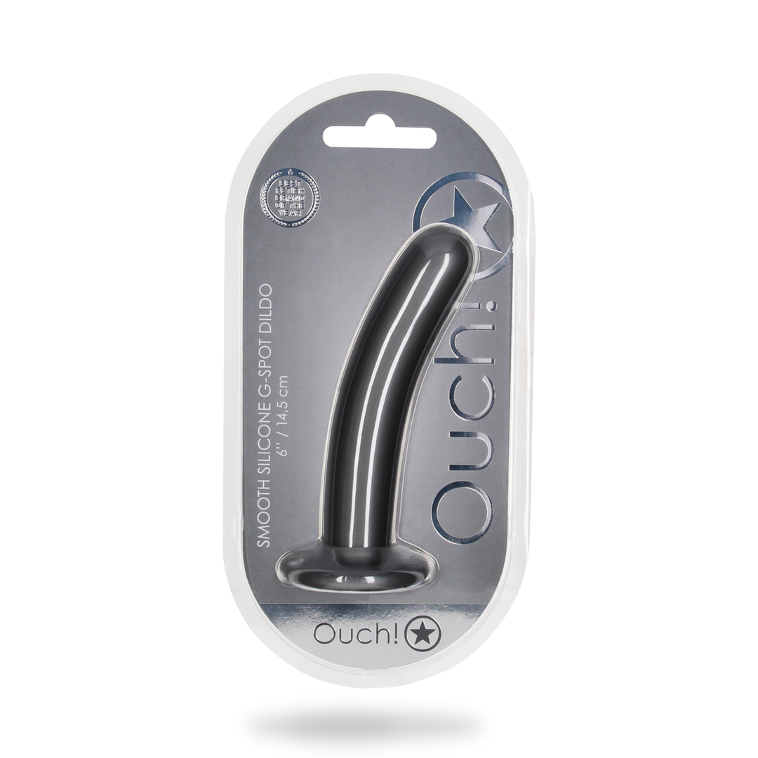 Smooth Silicone G-Spot Dildo - 6'' / 14,5 cm - Gunmetal 2