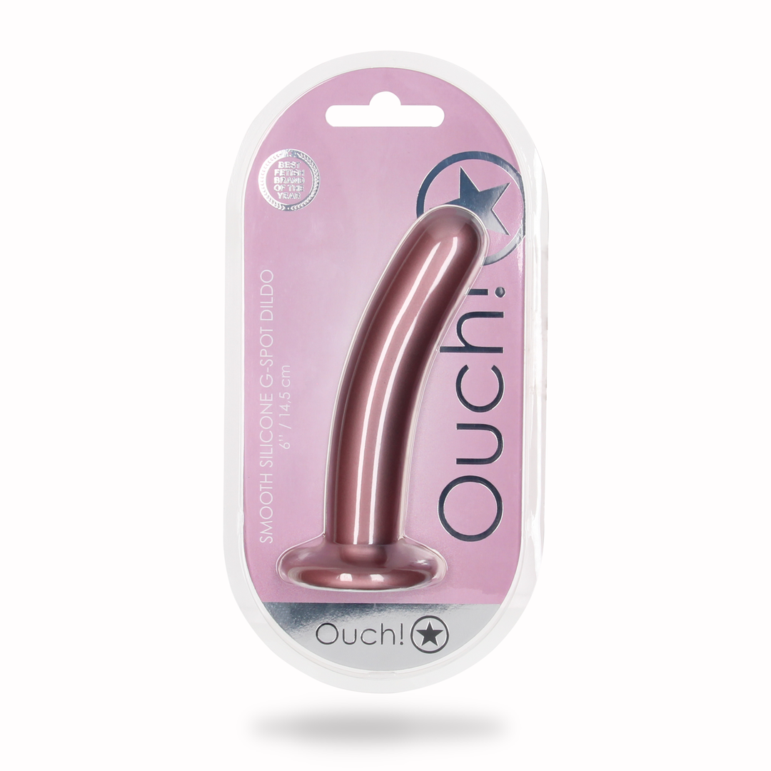Smooth Silicone G-Spot Dildo - 6'' / 14,5 cm - Rose Gold 2
