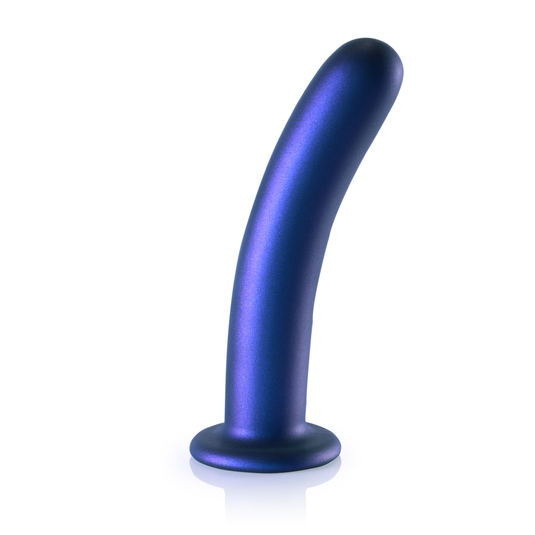 Smooth Silicone G-Spot Dildo - 7'' / 17 cm - Metallic Blue