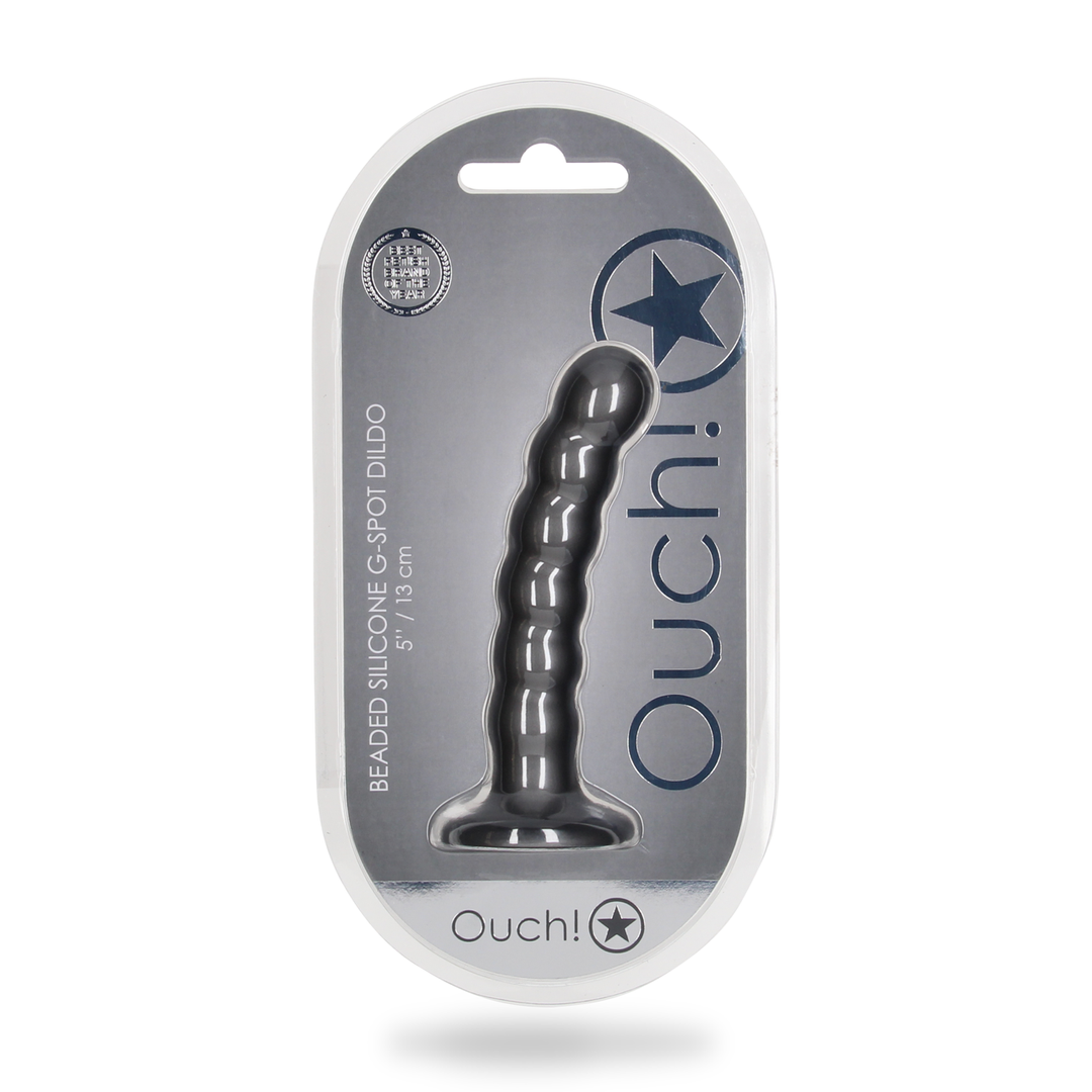 Beaded Silicone G-Spot Dildo - 5'' / 13 cm - Gunmetal 2