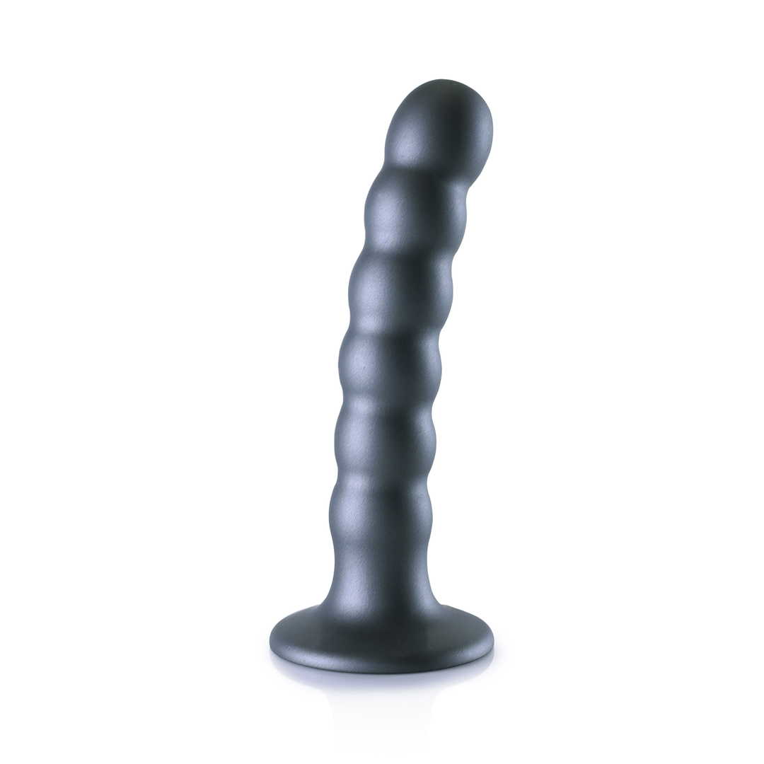 Beaded Silicone G-Spot Dildo - 5'' / 13 cm - Gunmetal 3