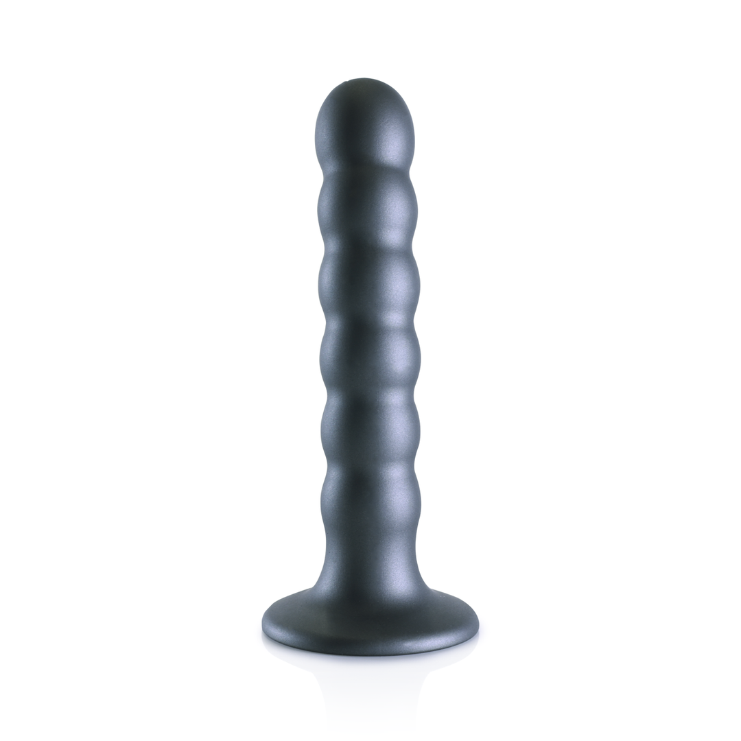 Beaded Silicone G-Spot Dildo - 5'' / 13 cm - Gunmetal 4