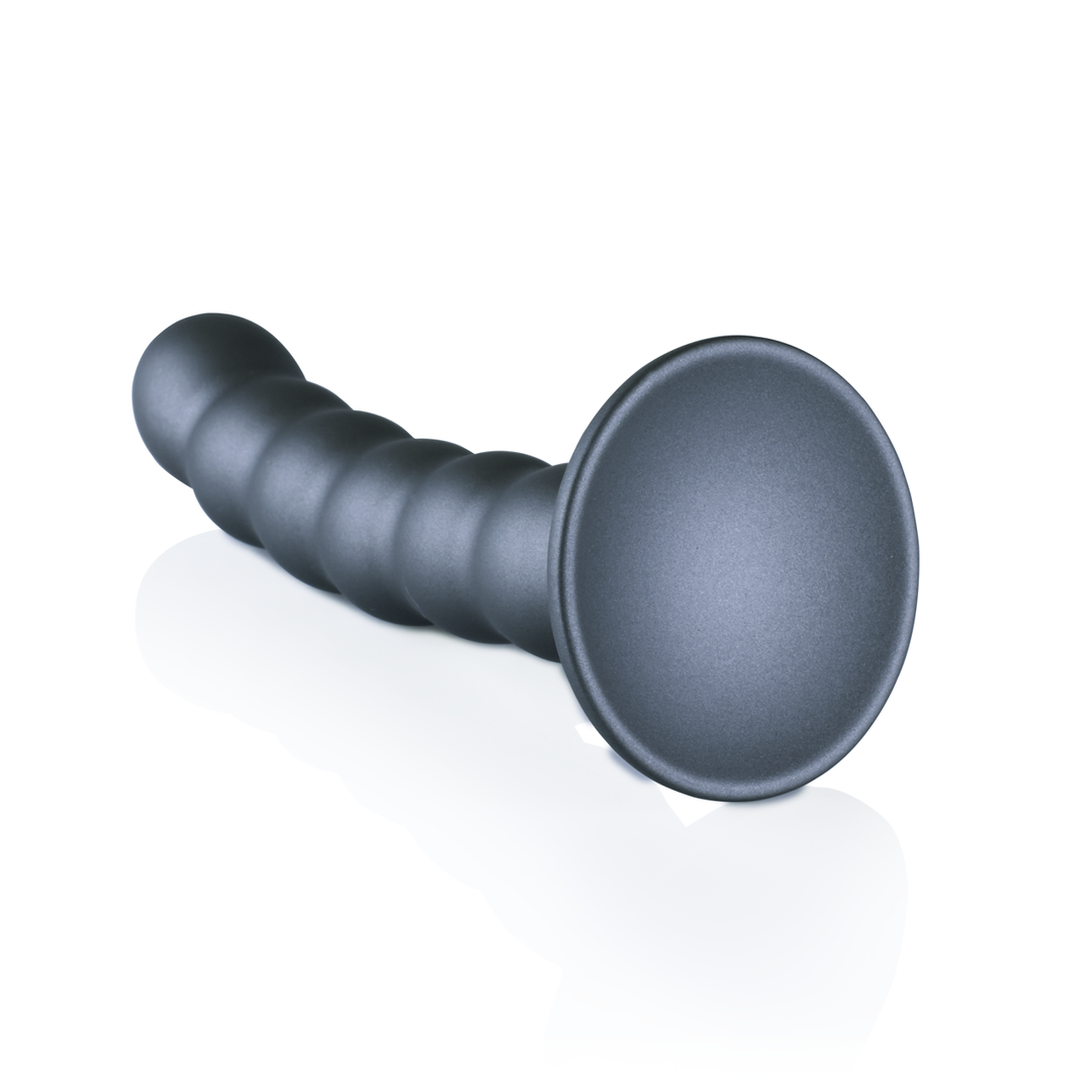 Beaded Silicone G-Spot Dildo - 5'' / 13 cm - Gunmetal 5