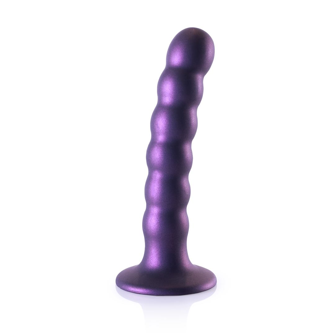 Beaded Silicone G-Spot Dildo - 5'' / 13 cm - Metallic Purple 3