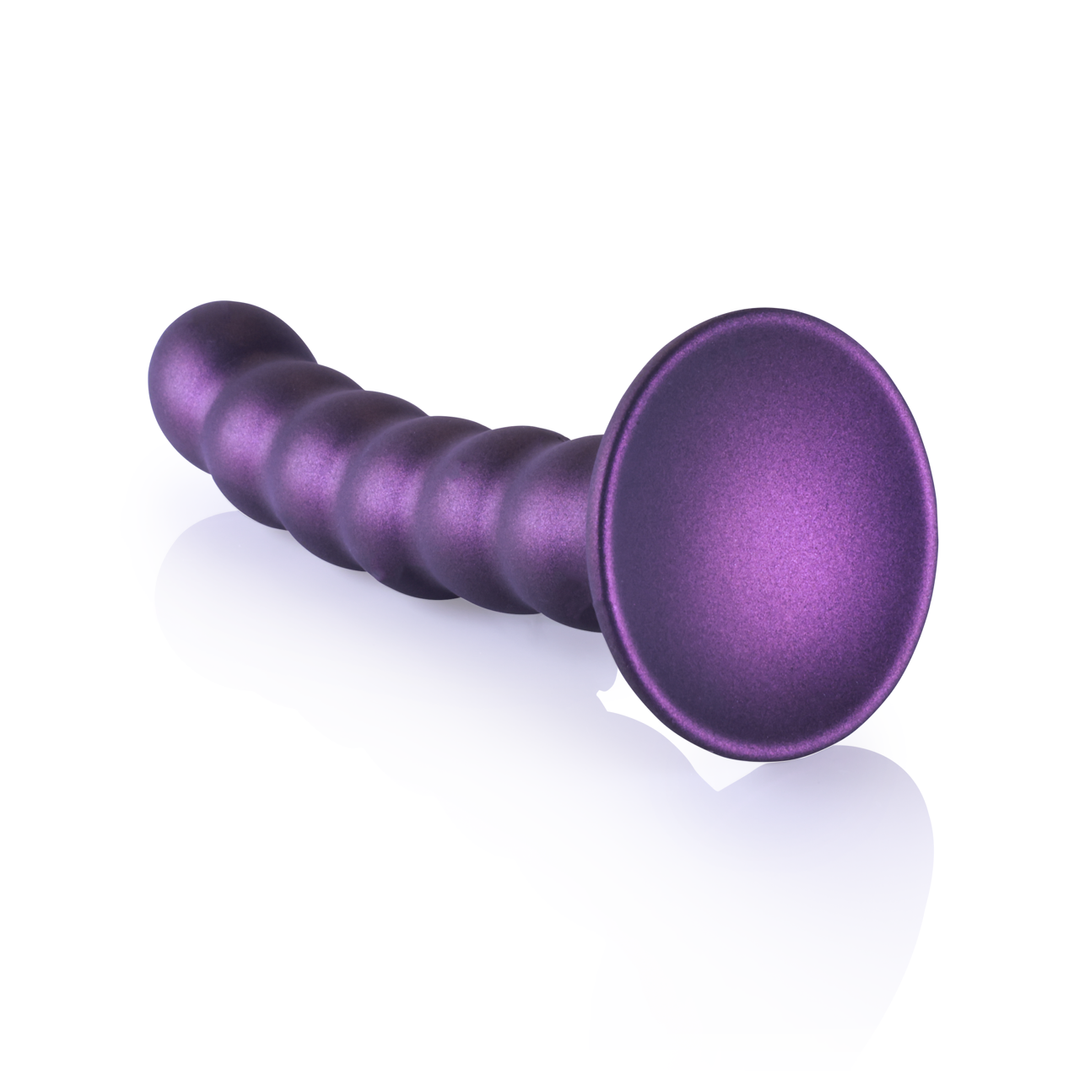 Beaded Silicone G-Spot Dildo - 5'' / 13 cm - Metallic Purple 5