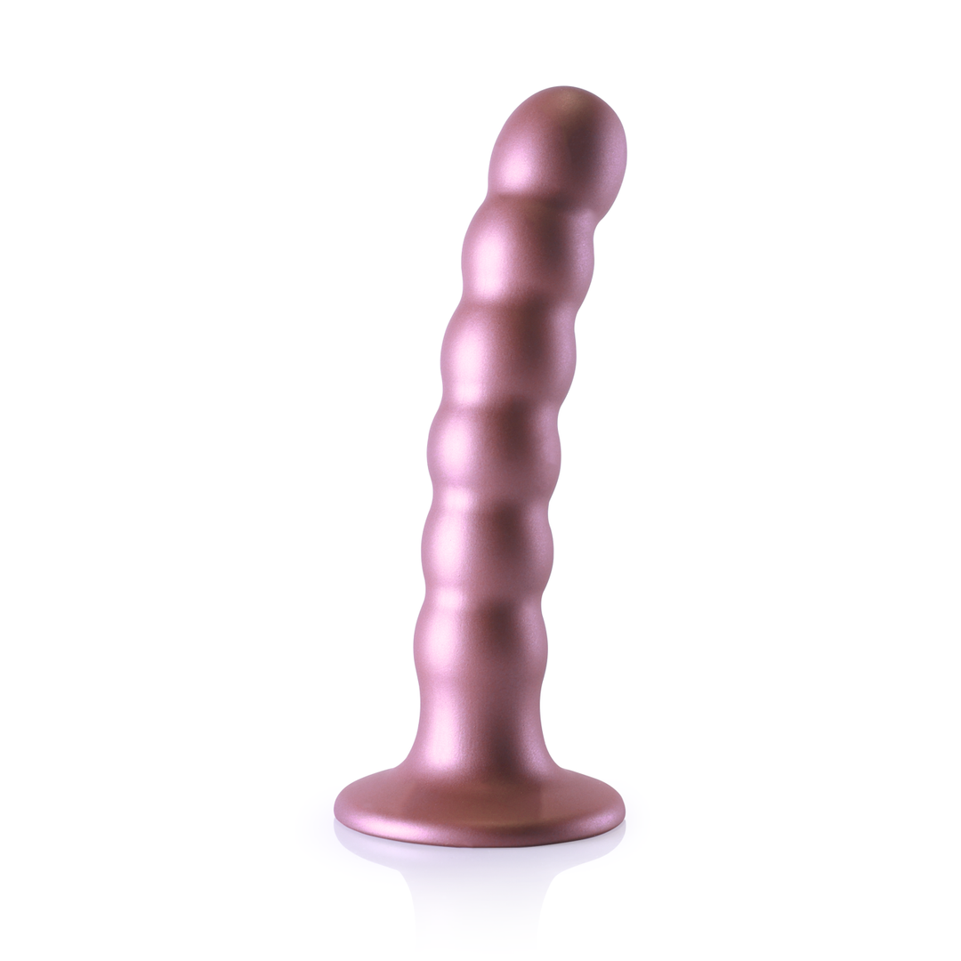 Beaded Silicone G-Spot Dildo - 5'' / 13 cm - Rose Gold 3