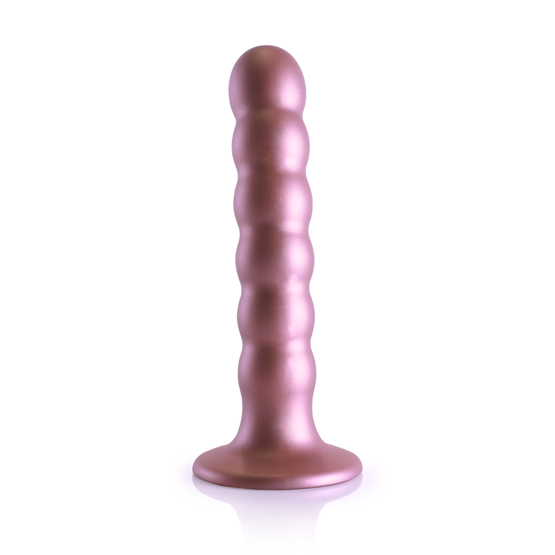Beaded Silicone G-Spot Dildo - 5'' / 13 cm - Rose Gold 4