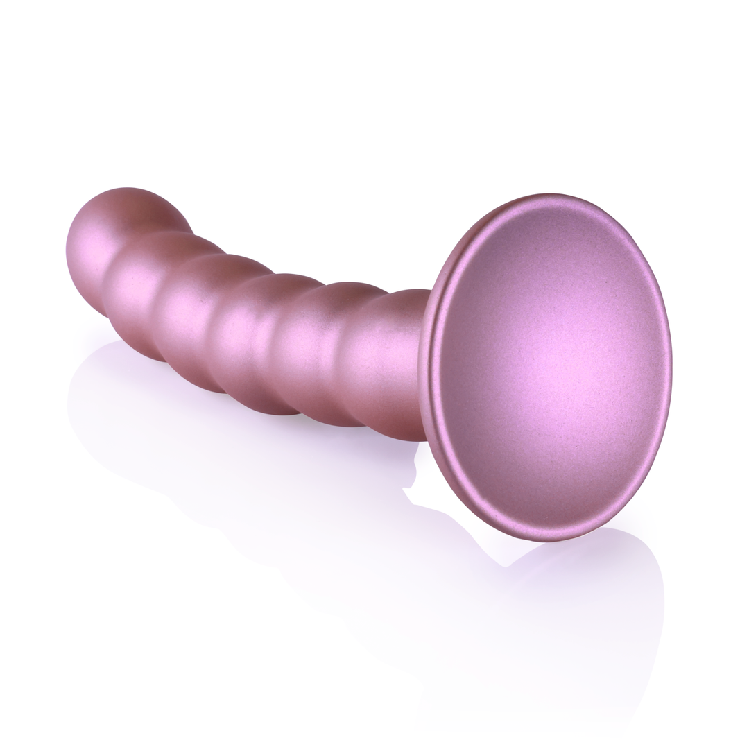 Beaded Silicone G-Spot Dildo - 5'' / 13 cm - Rose Gold 5