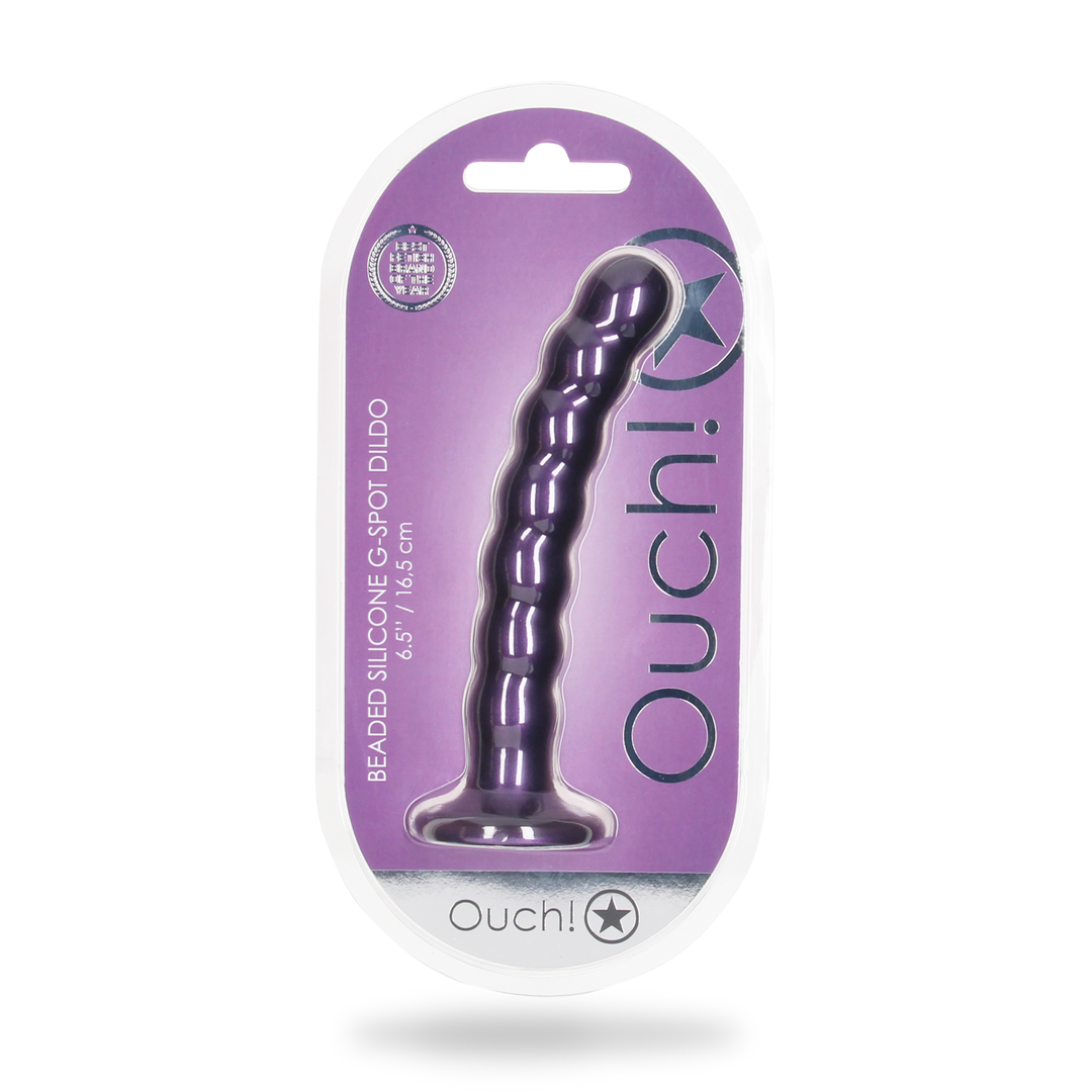 Beaded Silicone G-Spot Dildo - 6.5'' / 16,5 cm - Metallic Purple 2