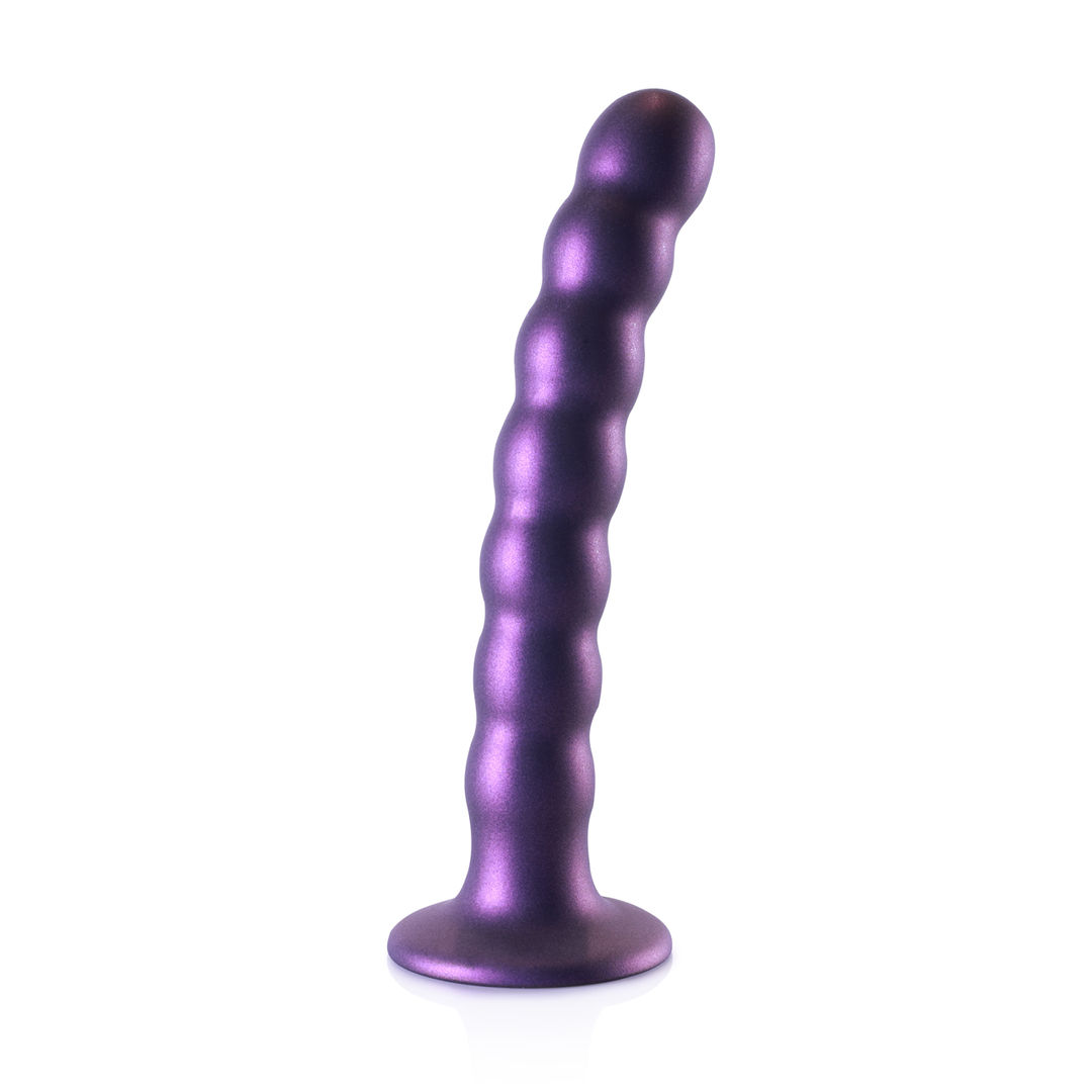 Beaded Silicone G-Spot Dildo - 6.5'' / 16,5 cm - Metallic Purple 3
