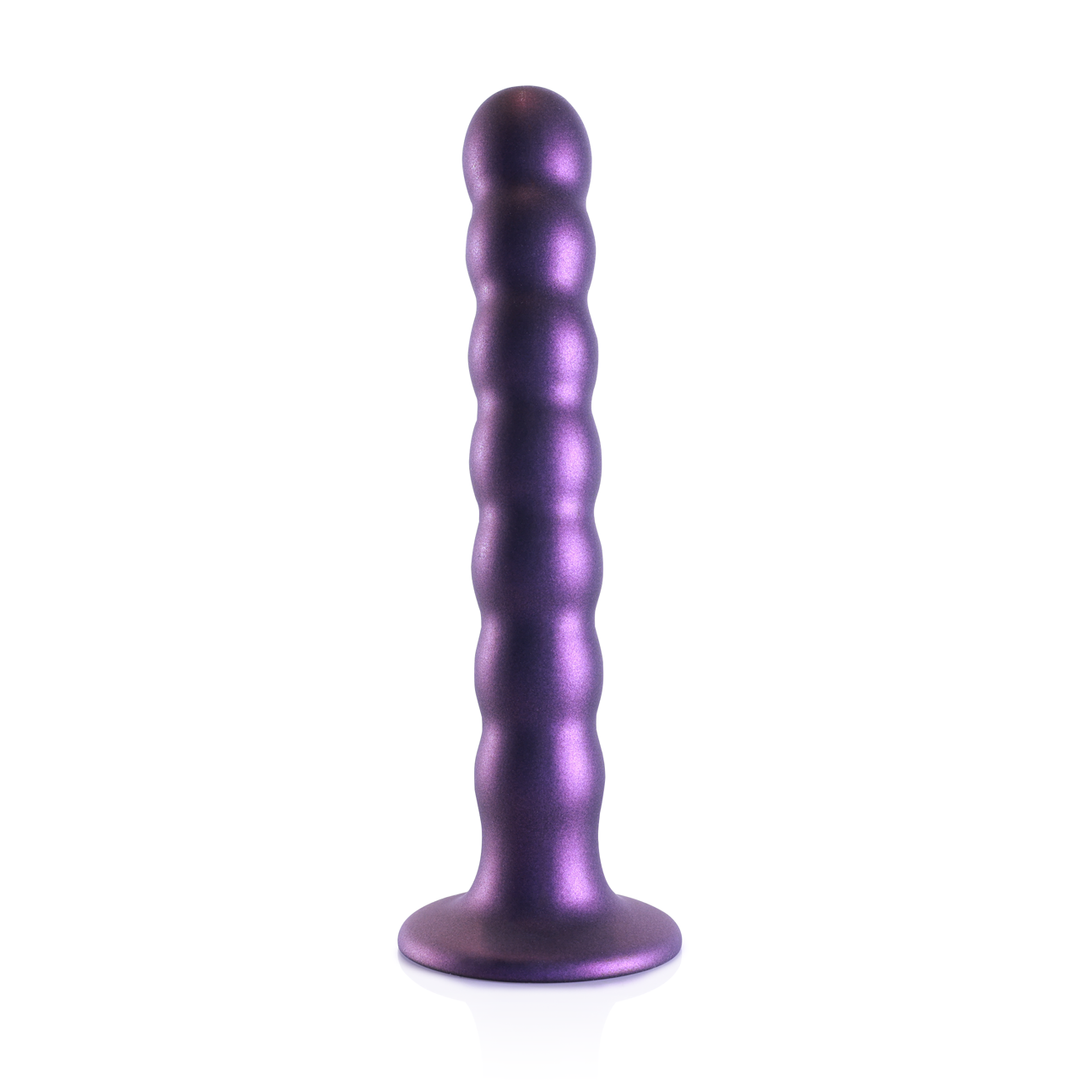 Beaded Silicone G-Spot Dildo - 6.5'' / 16,5 cm - Metallic Purple 4