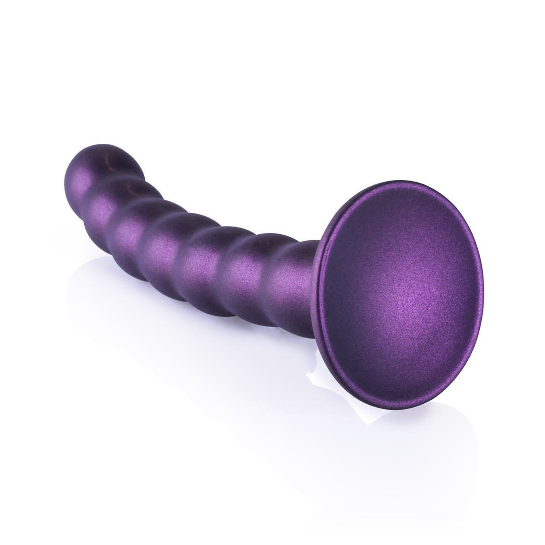 Beaded Silicone G-Spot Dildo - 6.5'' / 16,5 cm - Metallic Purple 5