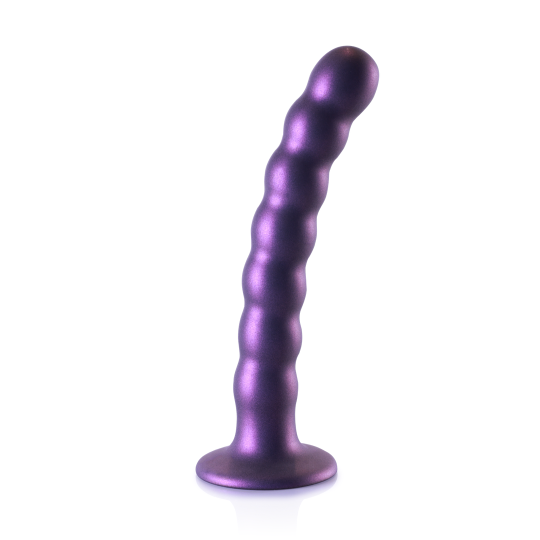 Beaded Silicone G-Spot Dildo - 6.5'' / 16,5 cm - Metallic Purple