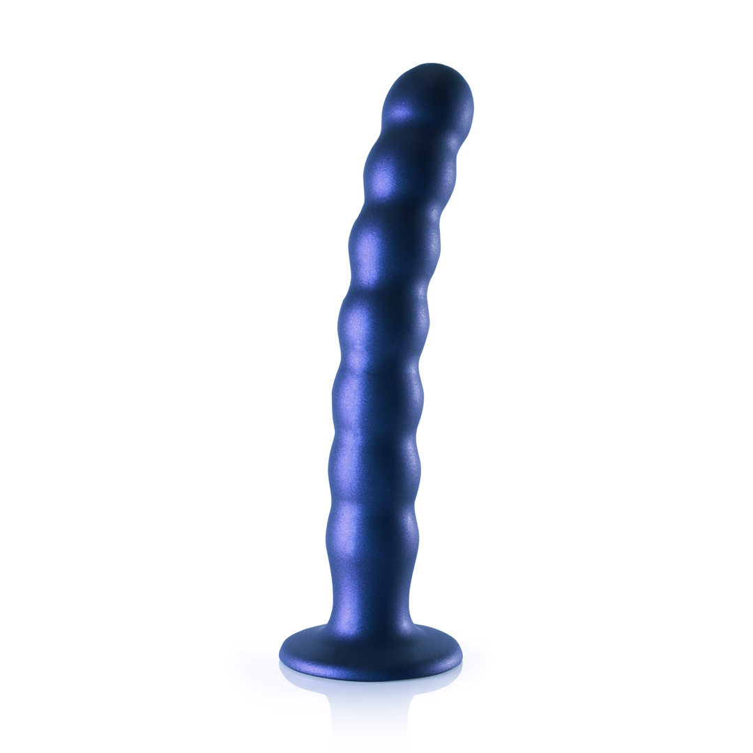 Beaded Silicone G-Spot Dildo - 8'' / 20,5 cm - Metallic Blue 3