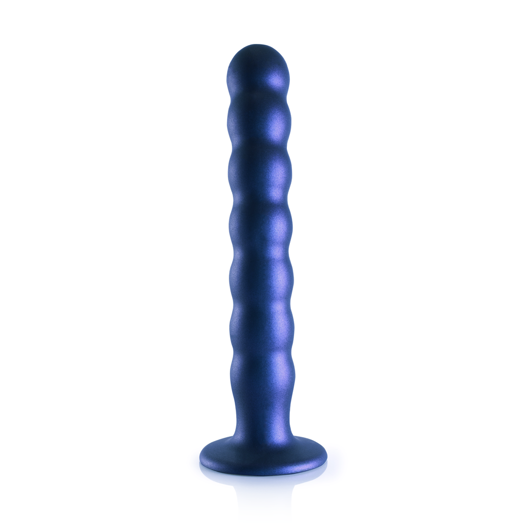 Beaded Silicone G-Spot Dildo - 8'' / 20,5 cm - Metallic Blue 4