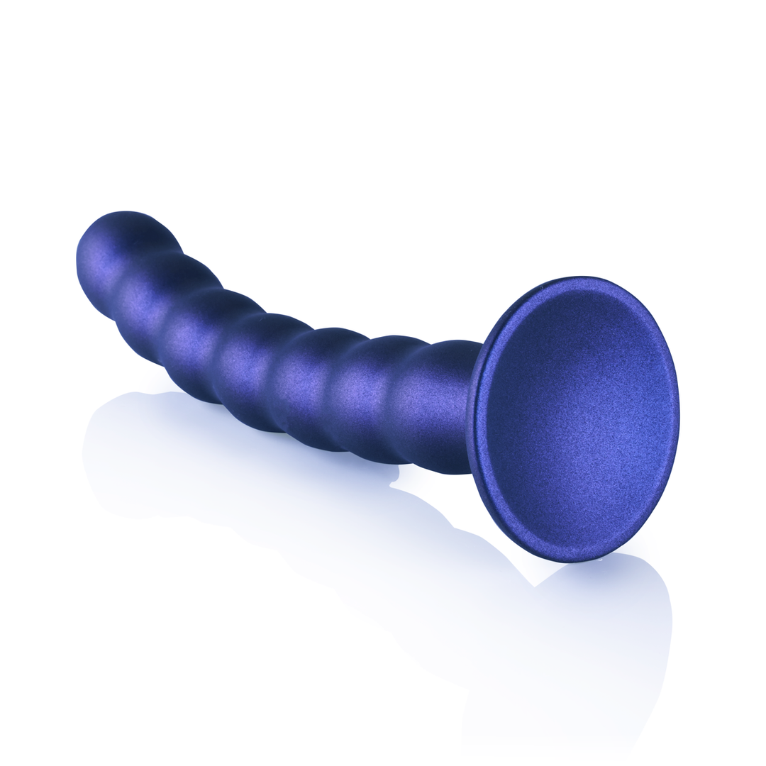 Beaded Silicone G-Spot Dildo - 8'' / 20,5 cm - Metallic Blue 5