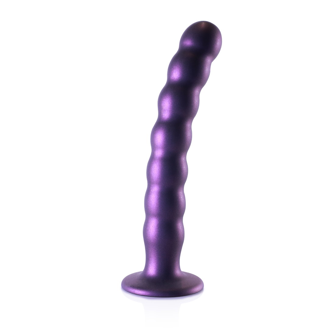 Beaded Silicone G-Spot Dildo - 8'' / 20,5 cm - Metallic Purple 3