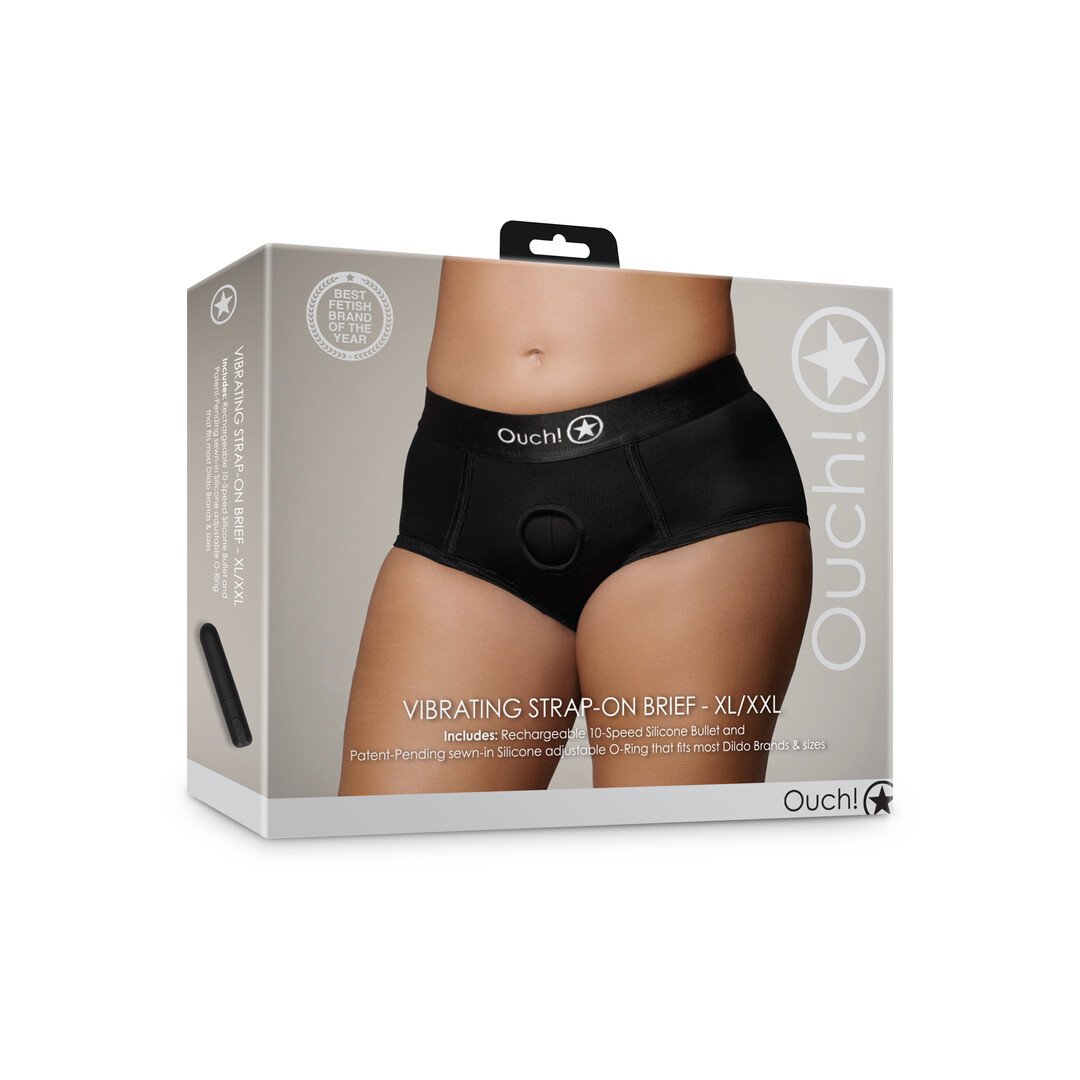 Vibrating Strap-on Brief - XL/XXL - Black 2