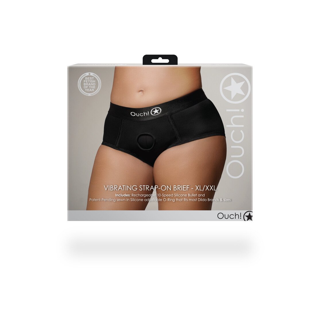 Vibrating Strap-on Brief - XL/XXL - Black 3