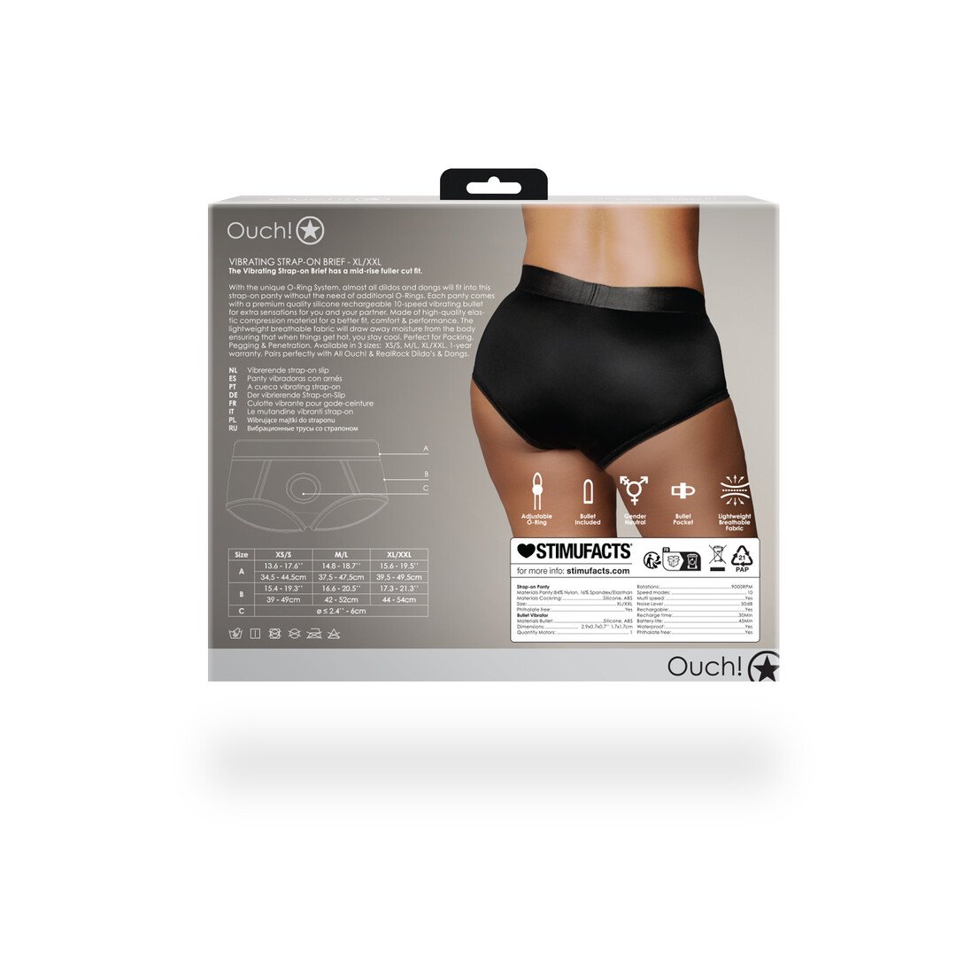 Vibrating Strap-on Brief - XL/XXL - Black 4