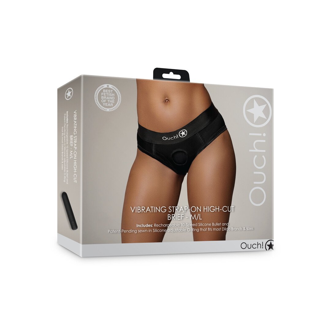 Vibrating Strap-on High-cut Brief - M/L - Black 2