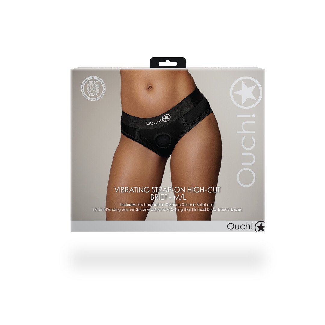 Vibrating Strap-on High-cut Brief - M/L - Black 3