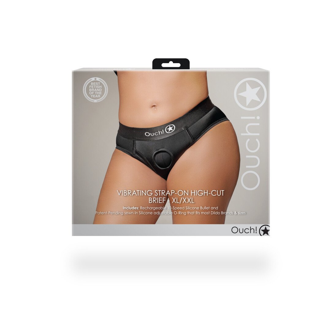 Vibrating Strap-on High-cut Brief - XL/XXL - Black 3