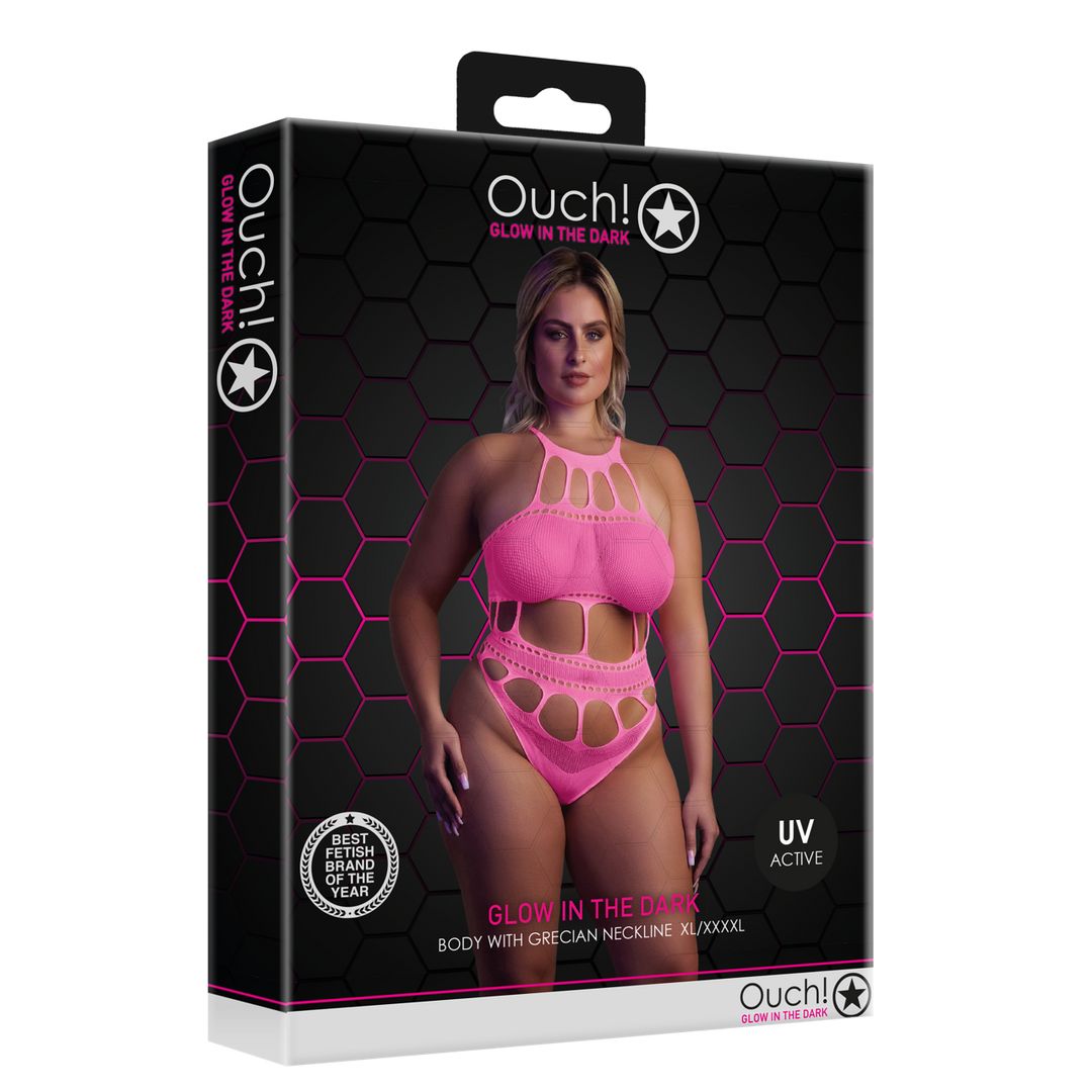 Body with Grecian Neckline - Plus Size - Neon Pink 2