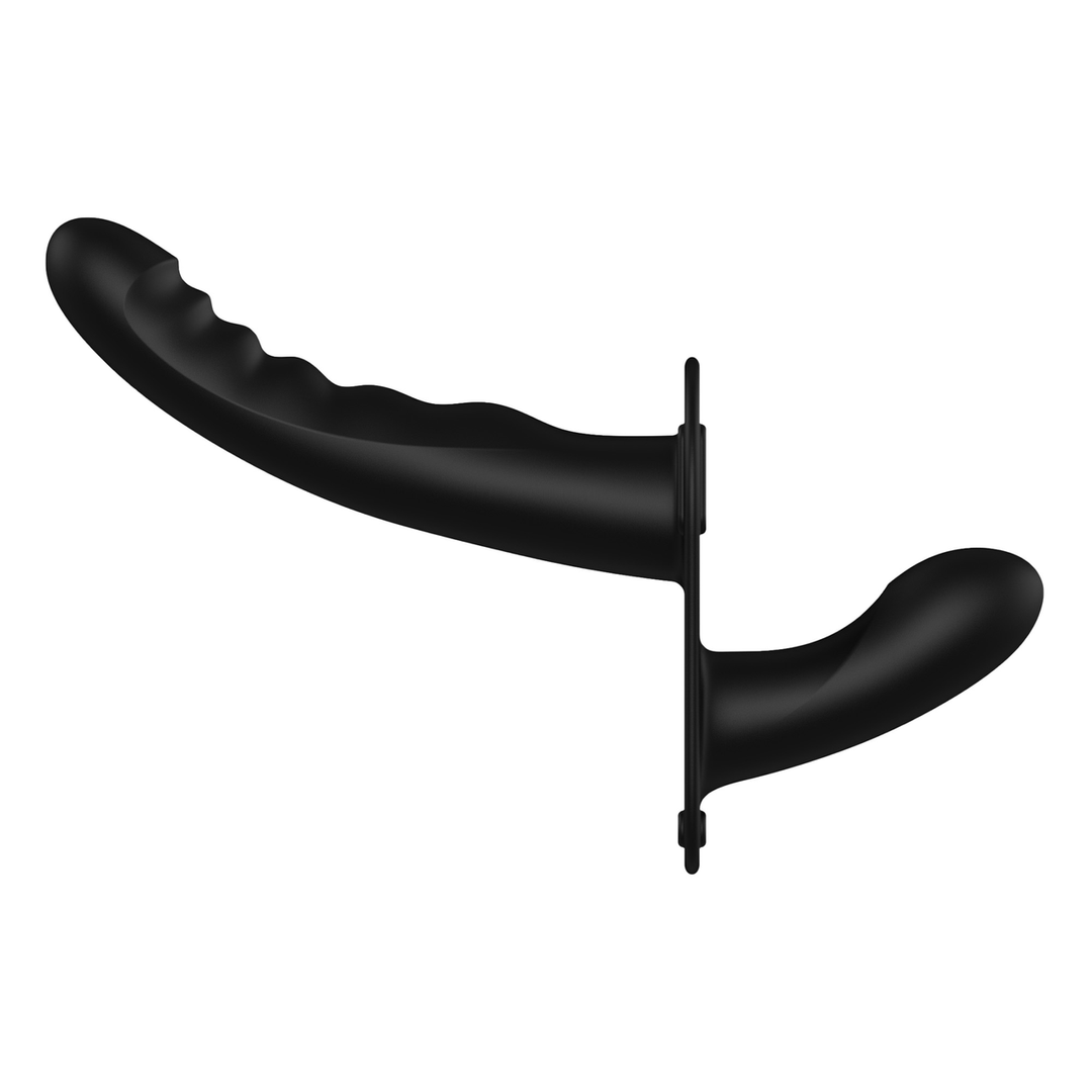 Silicone Ribbed Strap-On - Adjustable - Black 4