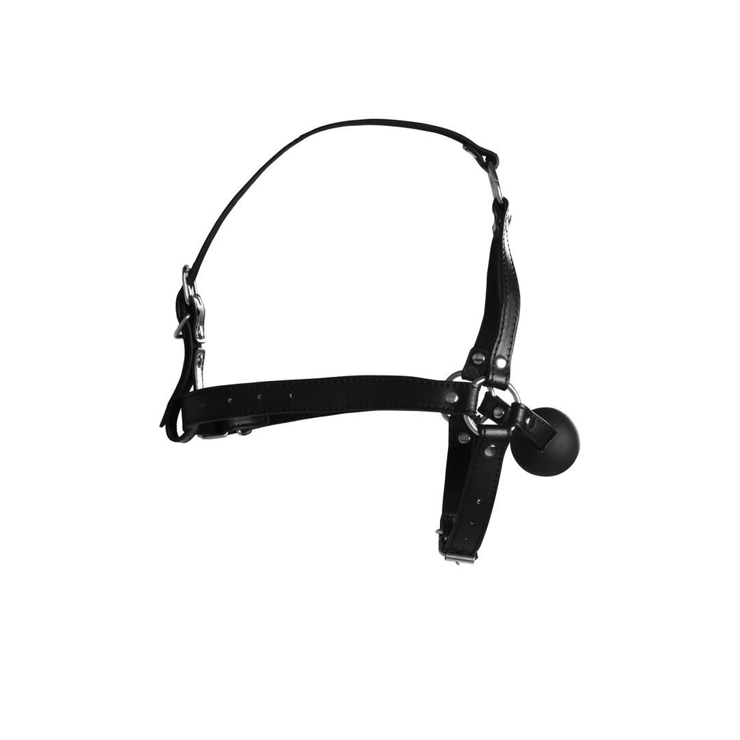 Head Harness with Solid Ball Gag - Black 6
