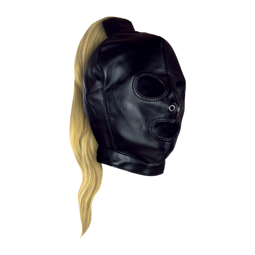 Mask with Blonde Ponytail - Black 4