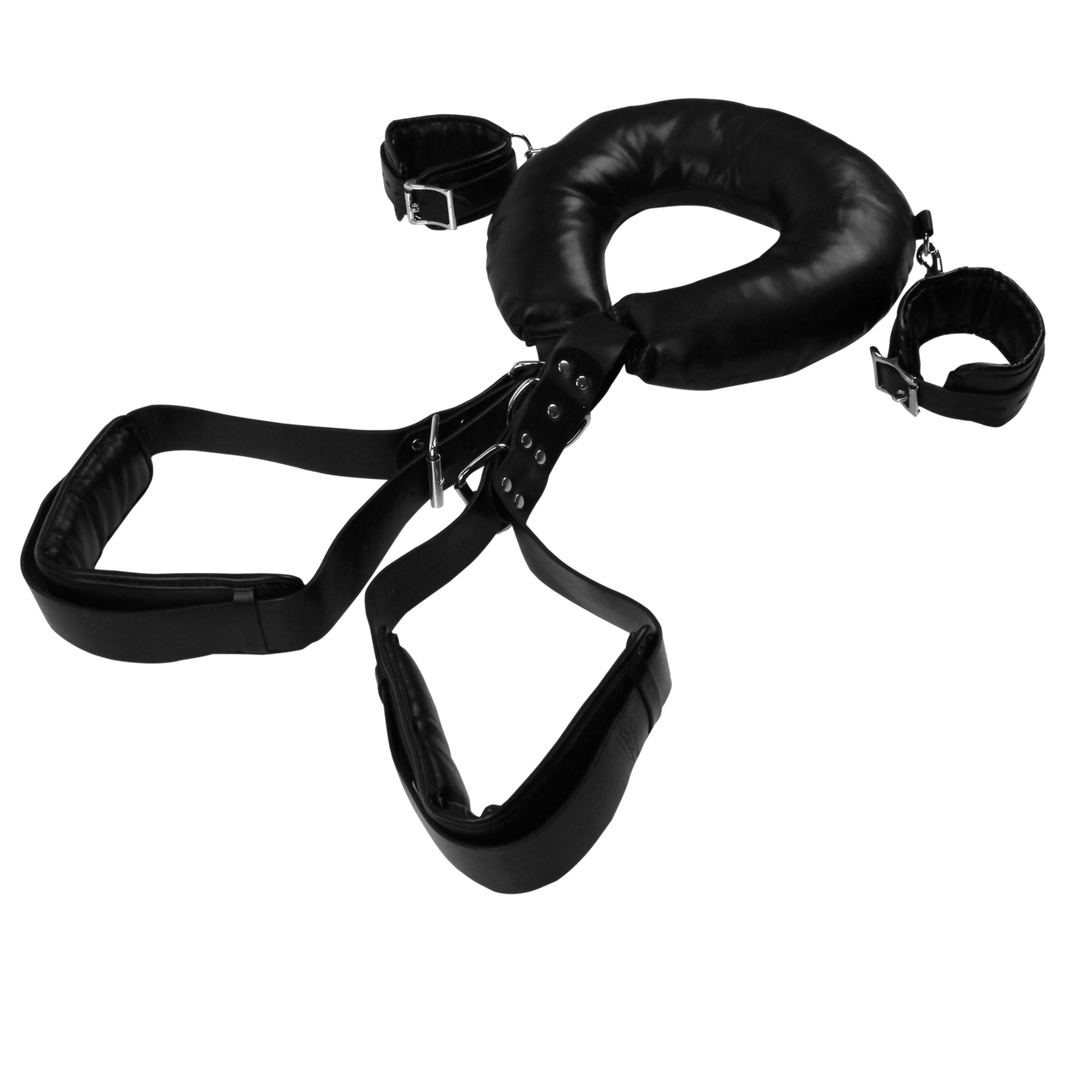 Padded Thigh Sling with Hand Cuffs - Black 4