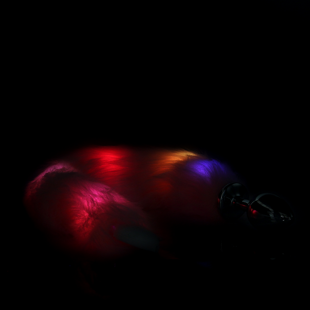 Light-up Fox Tail with Metal Butt Plug - Pink 5