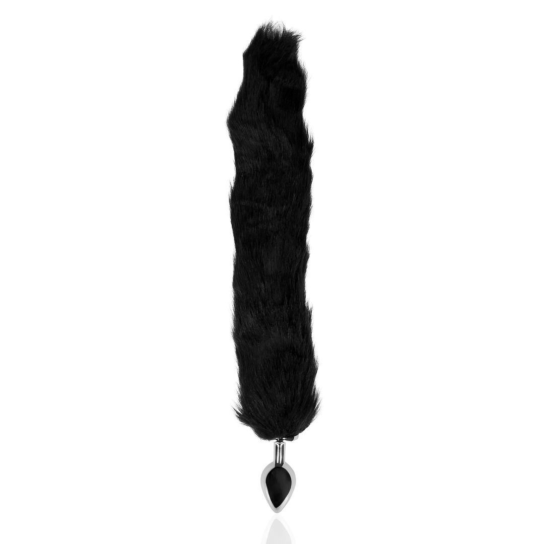 Fox Tail with Metal Butt Plug - Black 4