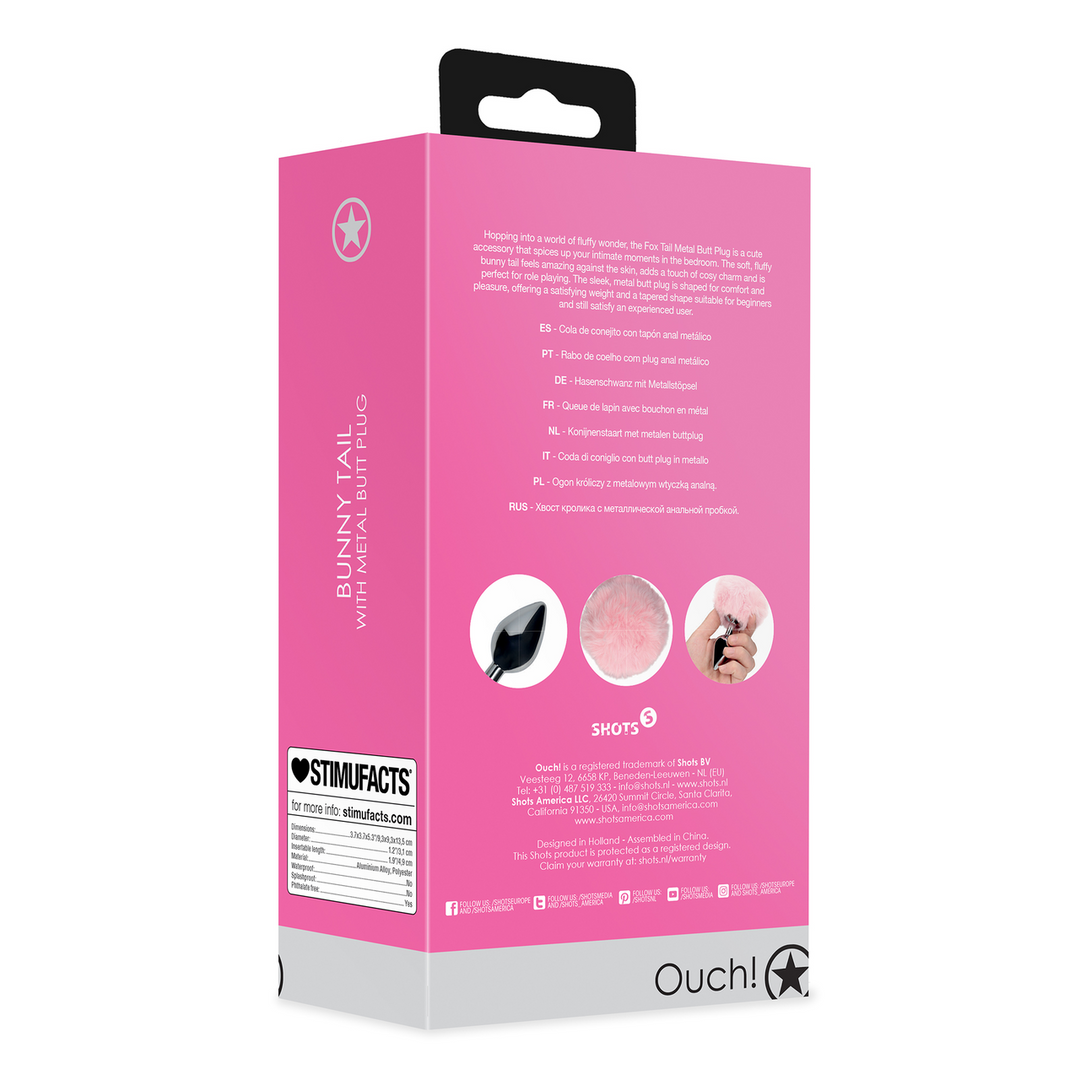 Bunny Tail with Metal Butt Plug - Pink 3