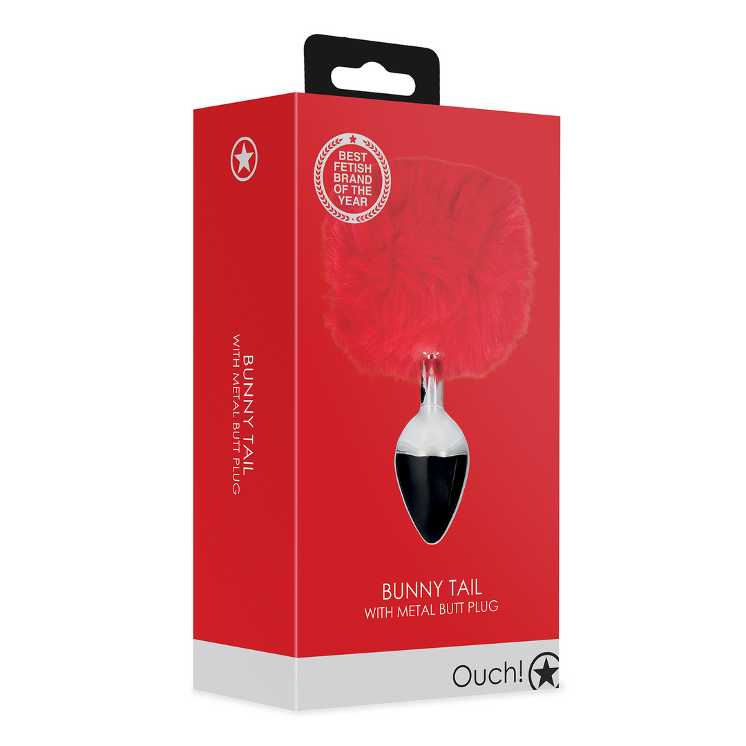 Bunny Tail with Metal Butt Plug - Red 2