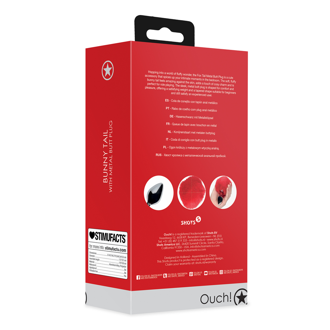 Bunny Tail with Metal Butt Plug - Red 3