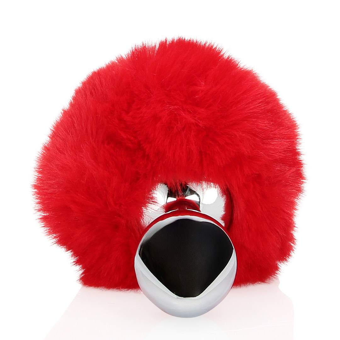 Bunny Tail with Metal Butt Plug - Red 4