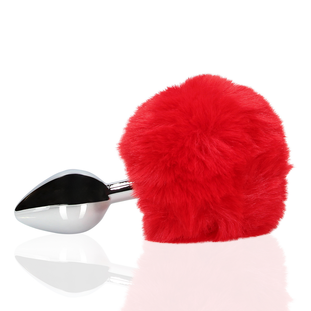 Bunny Tail with Metal Butt Plug - Red 5