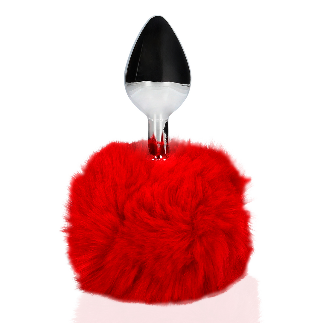 Bunny Tail with Metal Butt Plug - Red 6